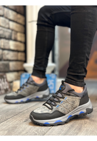 OGR0320 Kalın Termo Taban Gri Mavi Erkek Trekking Outdoor Ayakkabı