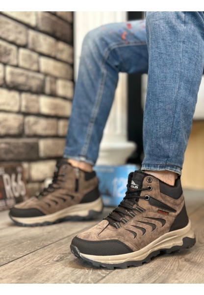 OGR0322 Kalın Termo Taban Vizon Siyah  Erkek Trekking Outdoor Yarım Bilek Bot