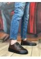 OGR0347 İçi Dışı Hakiki Deri Çift Bantlı Kahverengi Casual Erkek Ayakkabı