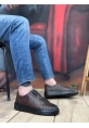 OGR0347 İçi Dışı Hakiki Deri Çift Bantlı Kahverengi Casual Erkek Ayakkabı