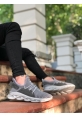 OGR0350 Yüksek Taban Tarz Sneakers Cırt Detaylı Gri Erkek Spor Ayakkabısı