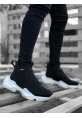 OGR0401 Bağcıksız Rahat Yüksek Taban Siyah Erkek Spor Yarım Bilek Bot