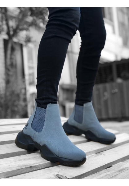 OGR0444 Bağcıksız Rahat Yüksek Taban Füme Erkek Spor Yarım Bilek Bot