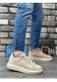 Ogroman Bağcıklı Süet Krem Yüksek Taban Sneaker Günlük Tarz Erkek Ayakkabı OGR-AY6103