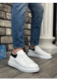 Ogroman Bağcıklı Beyaz Siyah Parça Yüksek Taban Sneaker Günlük Tarz Erkek Ayakkabı OGR-AY6103