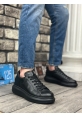 Ogroman Bağcıklı Kömür Siyah Yüksek Taban Sneaker Günlük Tarz Erkek Ayakkabı OGR-AY6103