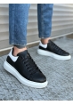 Ogroman Bağcıklı Siyah Parça Beyaz Yüksek Taban Sneaker Günlük Tarz Erkek Ayakkabı OGR-AY6103