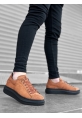 Ogroman Bağcıklı Süet Taba Siyah Yüksek Taban Sneaker Günlük Tarz Erkek Ayakkabı OGR-AY6103