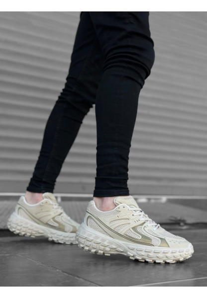 OGR0592 Tarz Sneakers Ithal Krem Fileli Rahat Taban Spor Ayakkabısı
