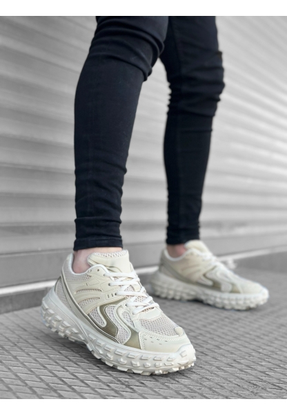 OGR0592 Tarz Sneakers Ithal Krem Fileli Rahat Taban Spor Ayakkabısı