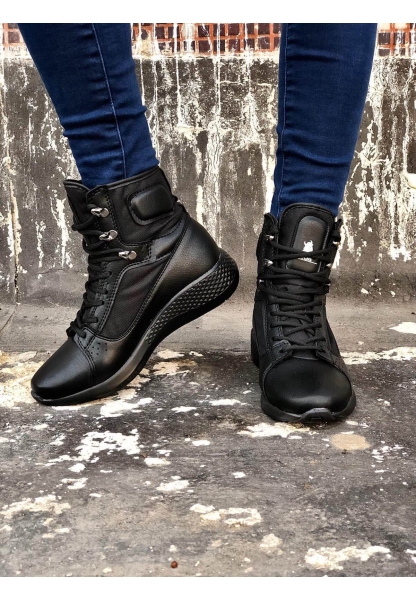 OGR0600 Bağcıklı Siyah Boksör Unisex Spor Postal Bot