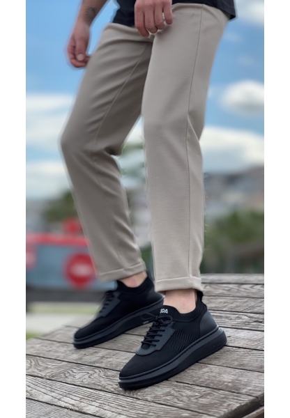 OGR0812 Özel Örme Triko Tarz Siyah Renk Siyah Taban Spor Ayakkabı 
