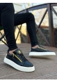Ogroman Fermuarlı Siyah Beyaz Yüksek Taban Sneaker Günlük Tarz Erkek Ayakkabı OGR-AYK964