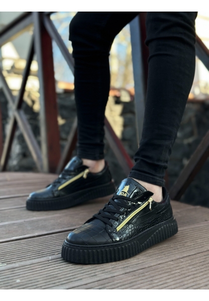Ogroman Fermuarlı Kömür Yüksek Taban Sneaker Günlük Tarz Erkek Ayakkabı OGR-AYK964