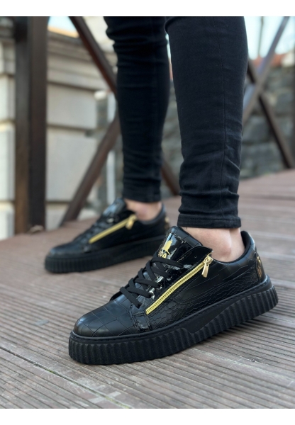 Ogroman Fermuarlı Kömür Yüksek Taban Sneaker Günlük Tarz Erkek Ayakkabı OGR-AYK964
