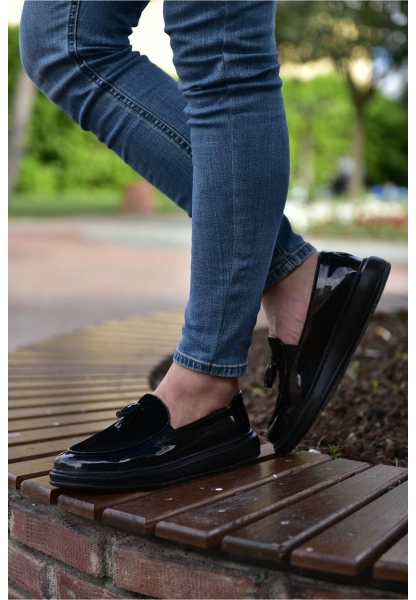OGR002 RST Loafer Verniciata Erkek Ayakkabı SIYAH