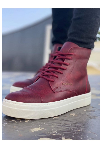 OGR029 CBT Vulcanized Lace Up Erkek Bot BORDO