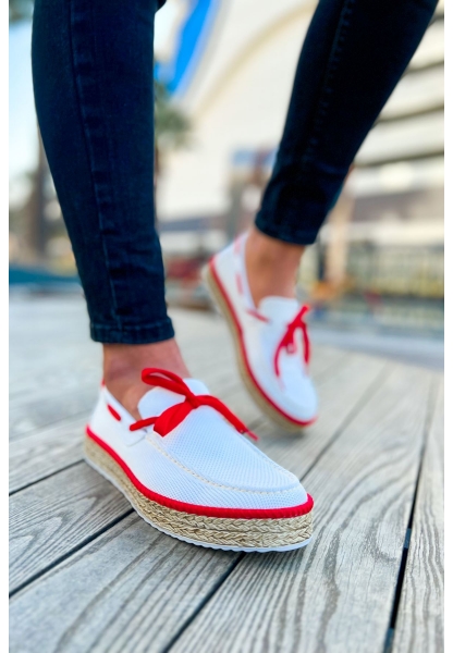 OGR311 Espadril Erkek Ayakkabı BEYAZ/KIRMIZI