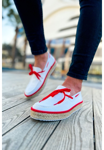OGR311 Espadril Erkek Ayakkabı BEYAZ/KIRMIZI