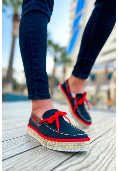 OGR311 Espadril Erkek Ayakkabı SIYAH - KIRMIZI