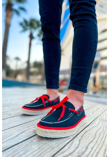 OGR311 Espadril Erkek Ayakkabı SIYAH - KIRMIZI