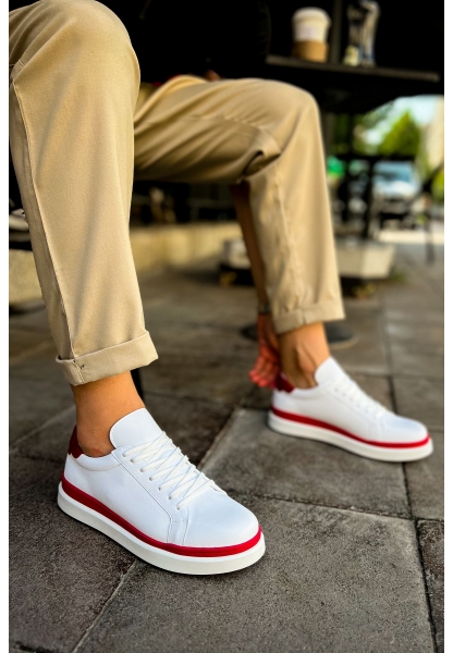 OGR979 Santoni GBT Spor Erkek Ayakkabı BEYAZ/KIRMIZI