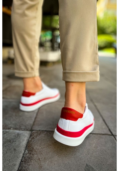 OGR979 Santoni GBT Spor Erkek Ayakkabı BEYAZ/KIRMIZI