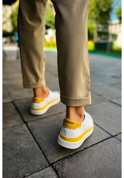 OGR979 Santoni GBT Spor Erkek Ayakkabı BEYAZ/SARI