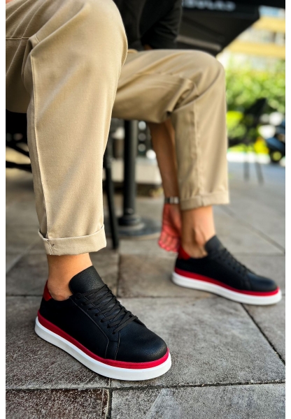 OGR979 Santoni GBT Spor Erkek Ayakkabı SIYAH/KIRMIZI