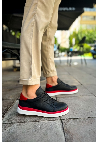OGR979 Santoni GBT Spor Erkek Ayakkabı SIYAH/KIRMIZI