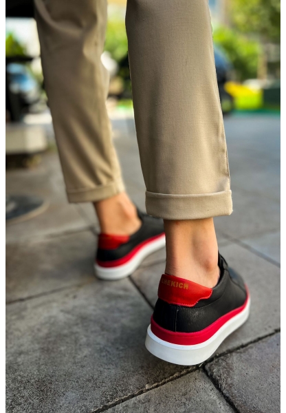 OGR979 Santoni GBT Spor Erkek Ayakkabı SIYAH/KIRMIZI