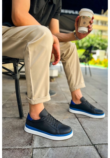 OGR979 Santoni GBT Spor Erkek Ayakkabı SIYAH/MAVI
