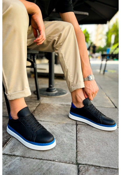 OGR979 Santoni GBT Spor Erkek Ayakkabı SIYAH/MAVI