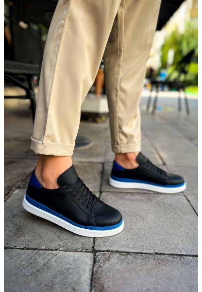 OGR979 Santoni GBT Spor Erkek Ayakkabı SIYAH/MAVI
