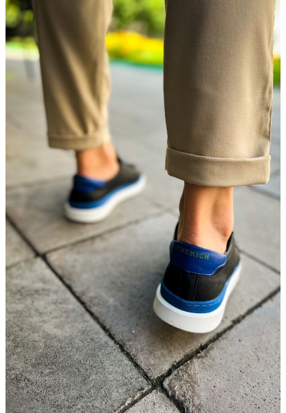 OGR979 Santoni GBT Spor Erkek Ayakkabı SIYAH/MAVI