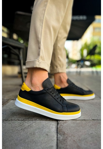 OGR979 Santoni GBT Spor Erkek Ayakkabı SIYAH/SARI