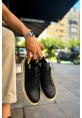 OGR979 Santoni GBT Spor Erkek Ayakkabı SIYAH/SARI